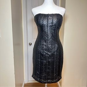 NWT Hot & Delicious Black Leather Strapless Dress Size Large
